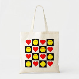 Tote Bag Cute Fastpitch Softball Maman/Joueur Motif de coeu