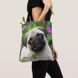 Tote Bag Cute Fawn couleur Carlin Chien chiot Portrait Shop
