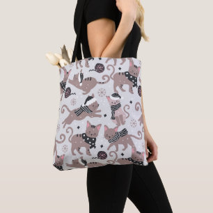 Tote Bag Cute Festive Chat Motif de Noël