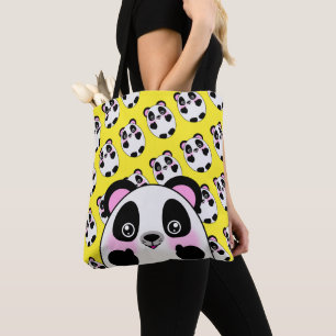 Tote Bag Cute Fluffy Panda Animal avec pouces doux vers le