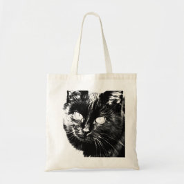 Tote Bag Cute Funky Chat Noir Kitten Eyes croquis