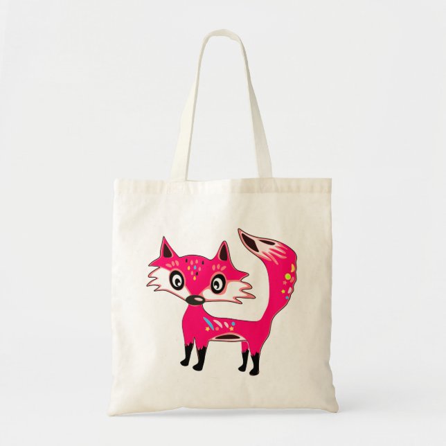 Tote Bag Cute Funky Renard rose (Devant)