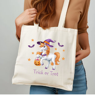 Tote Bag Cute Funny Unicorn Cheval Trick ou Treat