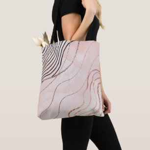 Tote Bag Cute Girl Rose Bohême Rose Gold Design