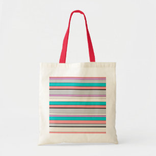 Tote Bag Cute gray aqua stripes
