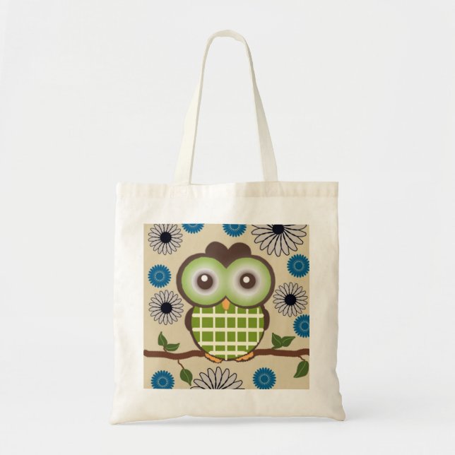 Tote Bag Cute Green et Brown Owl Fourre-tout (Devant)