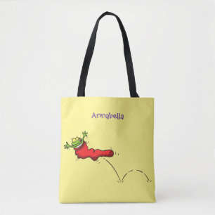 Tote Bag Cute grenouille dans une chaussette rouge saut de