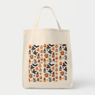 Tote Bag Cute Halloween Citrouille Fourre-tout - Vibes d'au