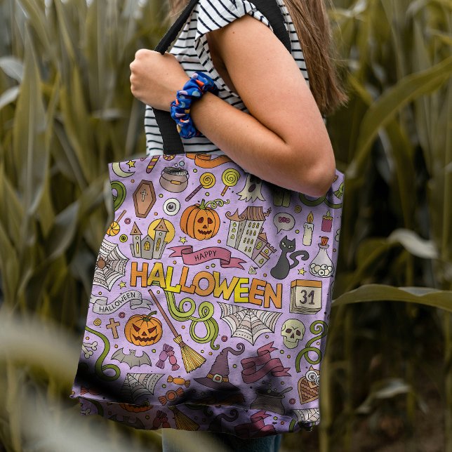 Tote Bag Cute Halloween Doodle Pattern (Créateur téléchargé)