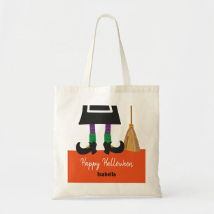 Tote Bag Cute Halloween Les Jambes De Sorcière Traite Perso