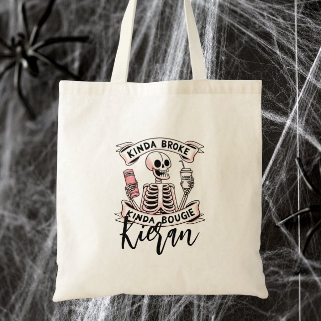 Tote Bag Cute Halloween Squelette Typographie moderne (Créateur téléchargé)