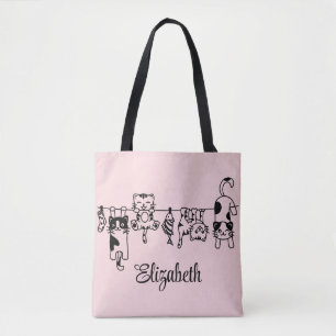 Tote Bag Cute Hanging Kittens Nom personnalisé