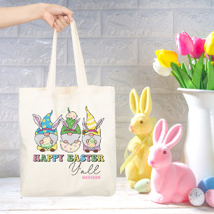 Tote Bag Cute Happy Easter Y'all Gnomes Personalized Name