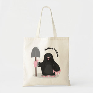 Tote Bag Cute happy mole cartoon illustration