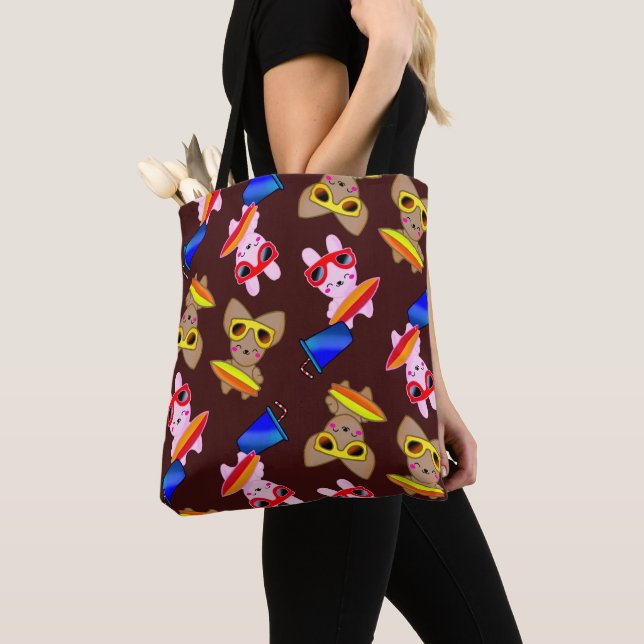 Tote Bag Cute Japon Kawaii Style Sweet Rabbit avec Fox (De près)