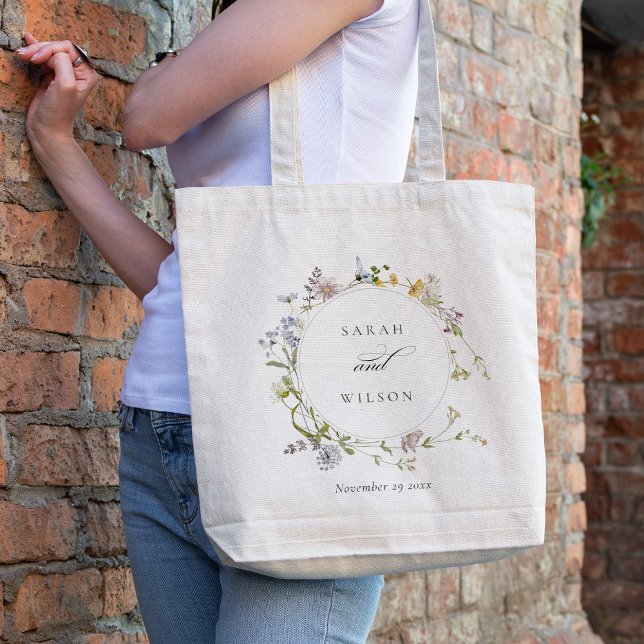 Tote Bag Cute Jaune Rustique Pré Floral Mariage de la couro (Créateur téléchargé)