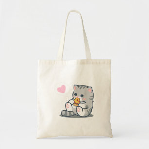 Tote Bag Cute Kawaii Chat Pizza Lover.png