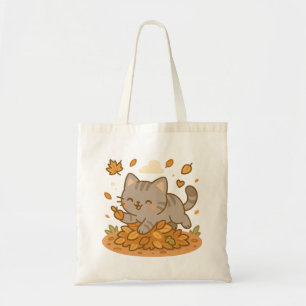 Tote Bag Cute Kawaii Naughty Kitty Chat Automne