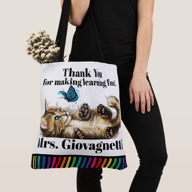 Tote Bag Cute Kitten Enseignant Fourre-tout - Voir Retour! (De près)