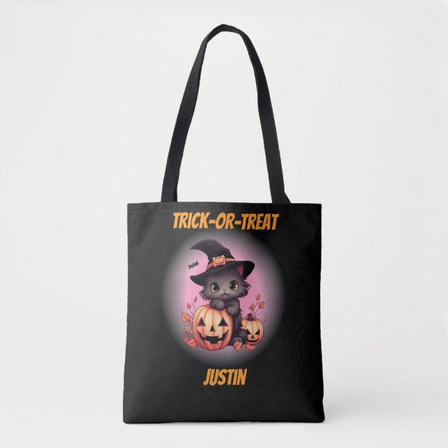 Tote Bag Cute Kitten Halloween personnalisé (Devant)
