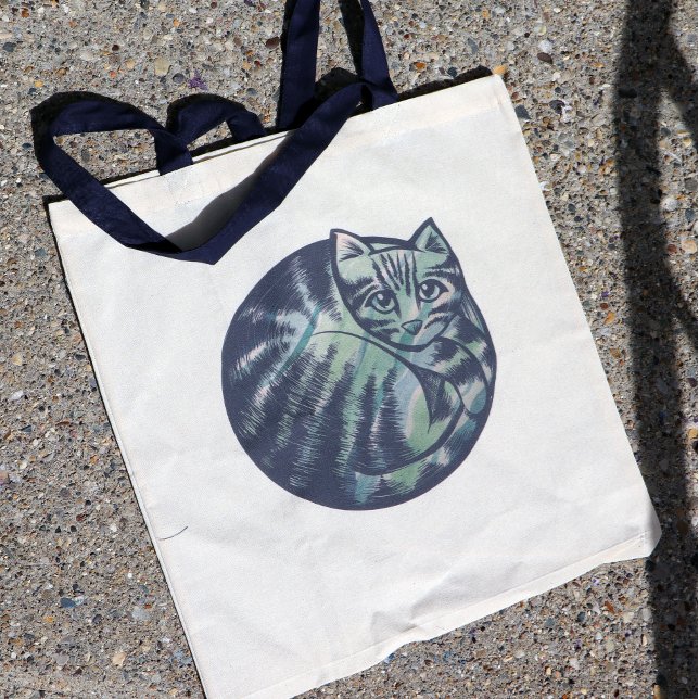 Tote Bag Cute Kitty Round Chat Art (Créateur téléchargé)
