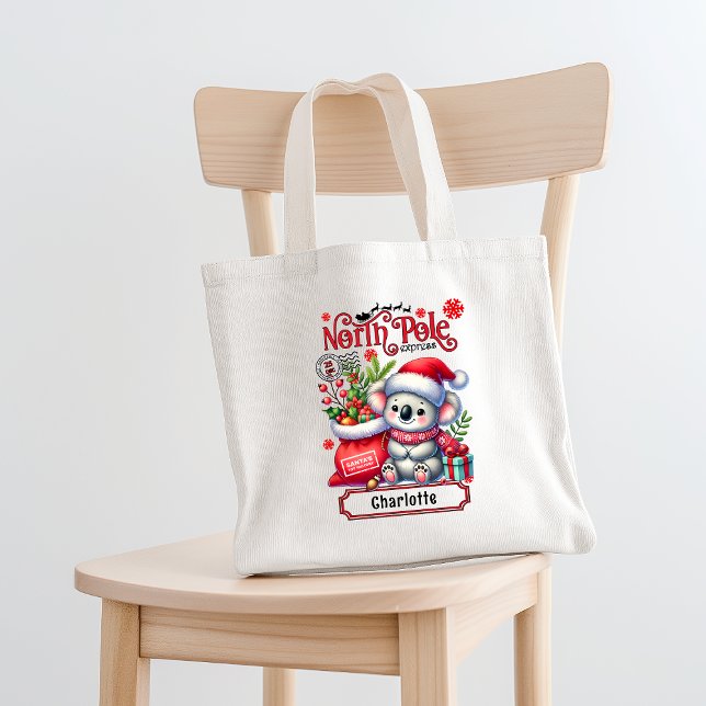 Tote Bag Cute Koala Chirstmas Nom personnalisé (Créateur téléchargé)