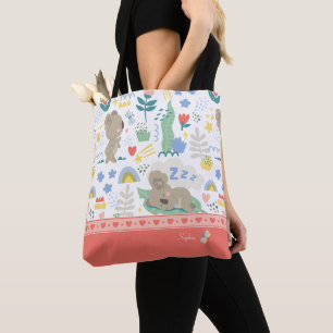Tote Bag Cute Koala Motif avec petit nom de fille en rose