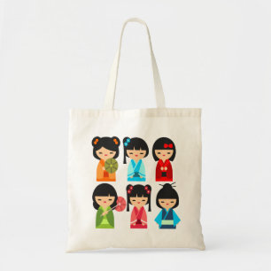 Tote Bag Cute Kokeshi poupées japonaises