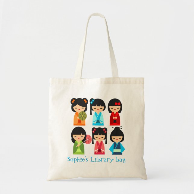 Tote Bag Cute Kokeshi poupées japonaises (Devant)