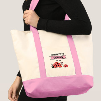 Tote Bag Cute ladybugs promoted to grandma pink