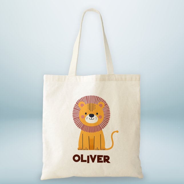 Tote Bag Cute Lion Whimsical Personnalisé (Créateur téléchargé)