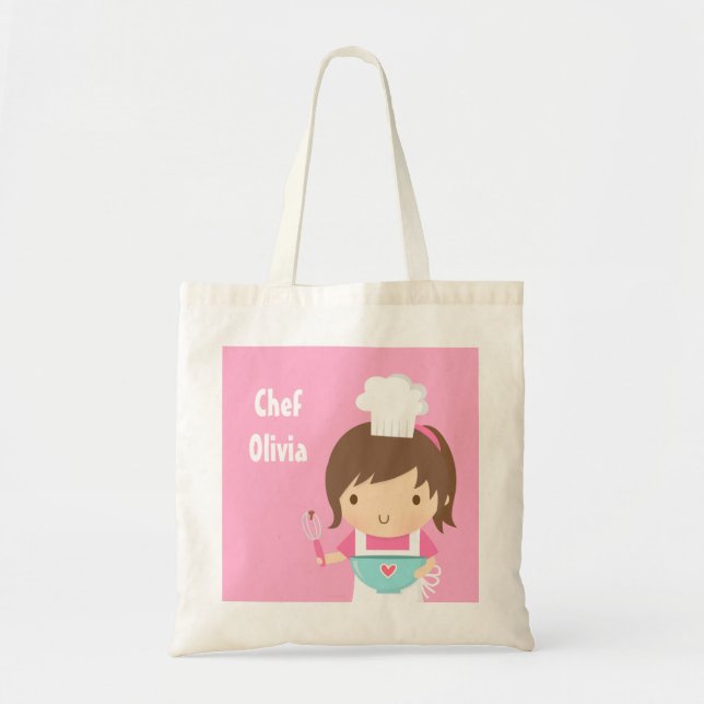Tote Bag Cute Little Chef Baker Girl Personnalisé (Devant)