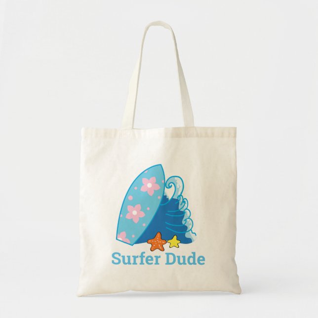 Tote Bag Cute Little Surfer Dude Surfboard et Wave (Devant)