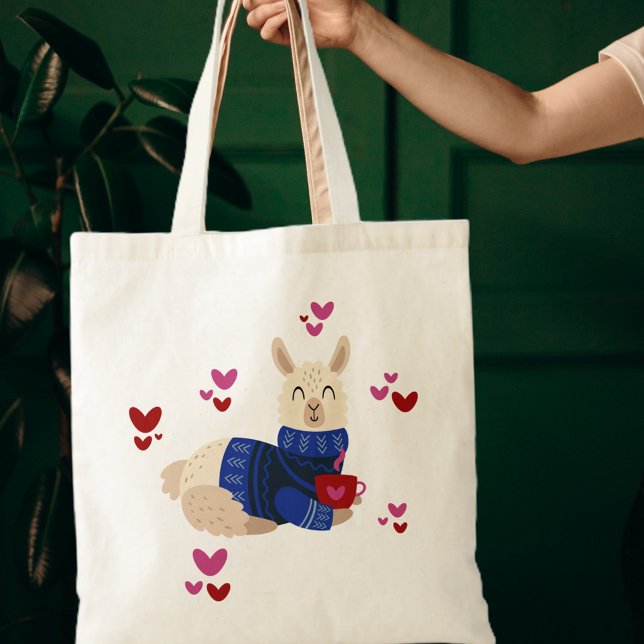 Tote Bag Cute Llama Love (Créateur téléchargé)