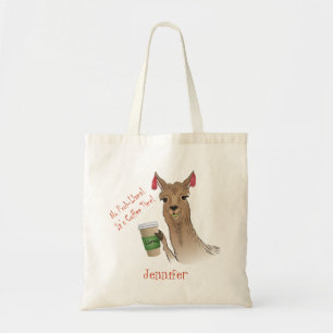 Tote Bag Cute Llama No Prob Llama ! C'est l'heure du café !