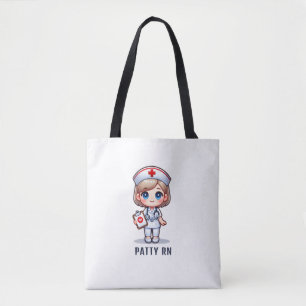 Tote Bag Cute Manga Blonde Nurse Caricature Personnalisée