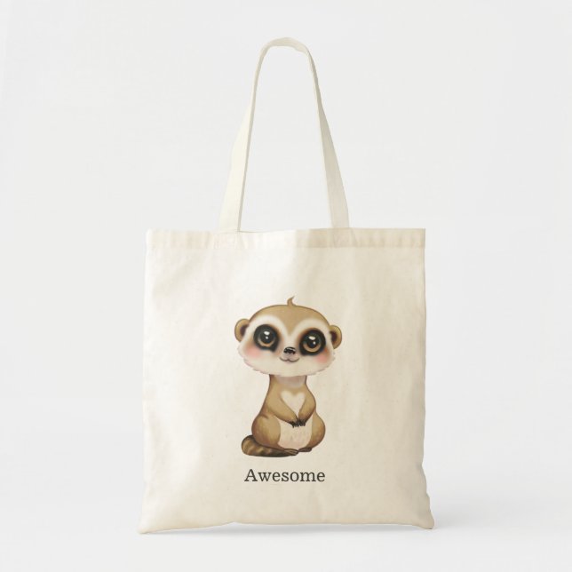 Tote Bag Cute Meerkat et texte personnalisé (Devant)