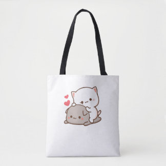 Tote Bag Cute Mochi Peach Cat