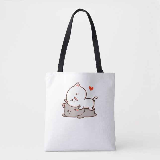 Tote Bag Cute Mochi Peach Cat (Devant)