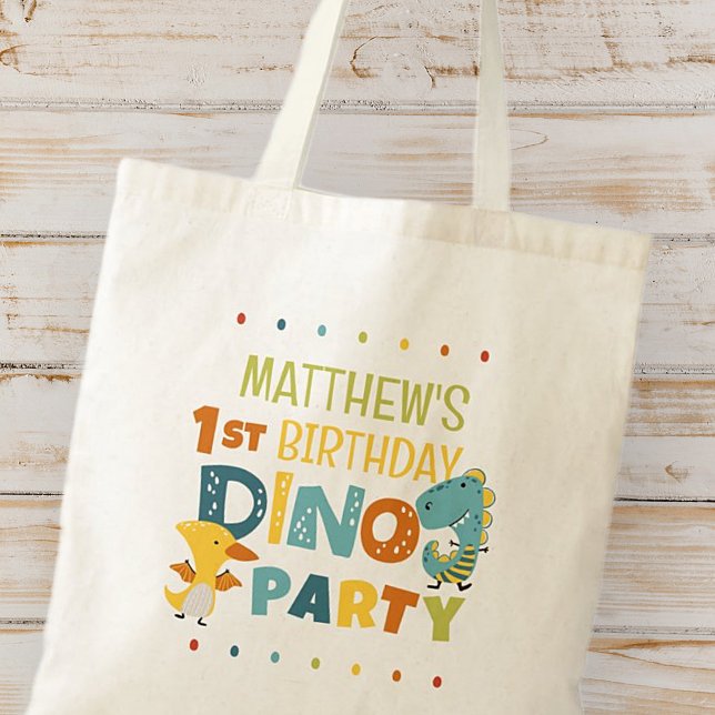 Tote Bag Cute Modern Dino Dinosaur fête d'anniversaire pour (Créateur téléchargé)