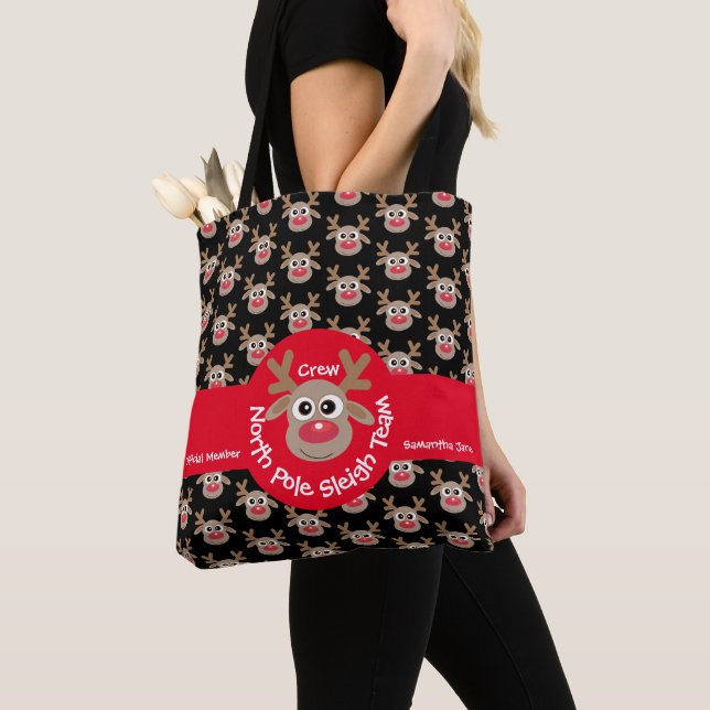 Tote Bag Cute North Ple Sleigh Team Reindeer Motif (De près)