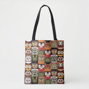 Tote Bag Cute Owl Motif
