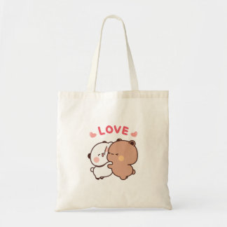 Tote Bag Cute Panda couple ours, bubu et dudu câlin amour