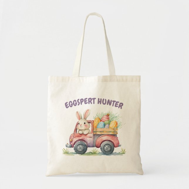 Tote Bag Cute Pâques Eggspert Chasseur d'Oeufs Bunny Enfant (Devant)
