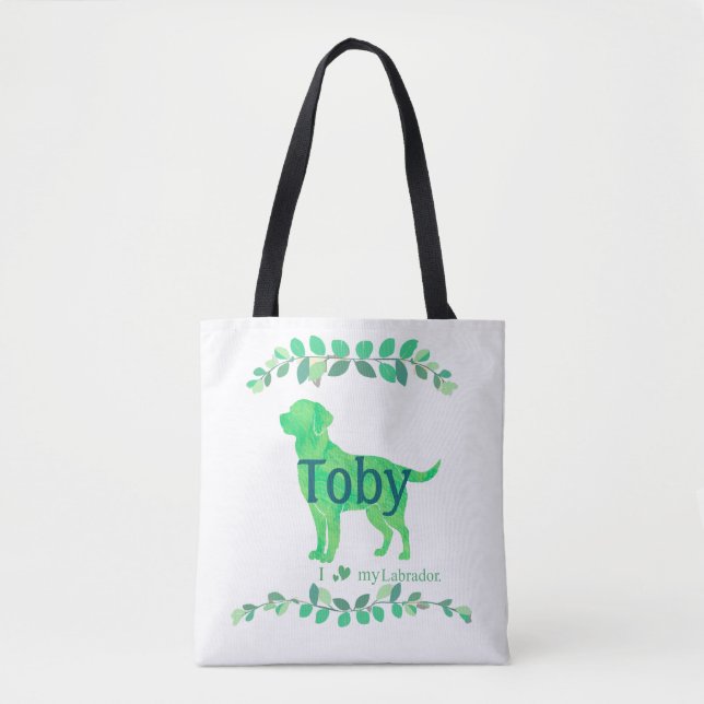 Tote Bag Cute Pastel Green Labrador | Custom Name & Photo (Devant)