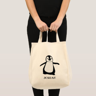 Tote Bag Cute Penguin noir blanc Personnalisé
