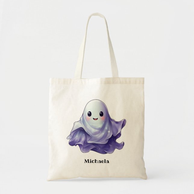 Tote Bag Cute Personalized Ghost Halloween (Devant)