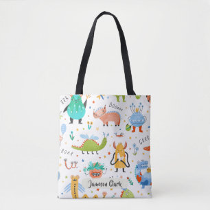 Tote Bag Cute Personnalisé Dinosaure Alien Enfants