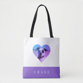 Tote Bag Cute Pet Lover Heart Ajouter Votre Nom Photo