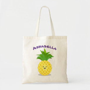 Tote Bag Cute pineapple tropical fruit cartoon illustration